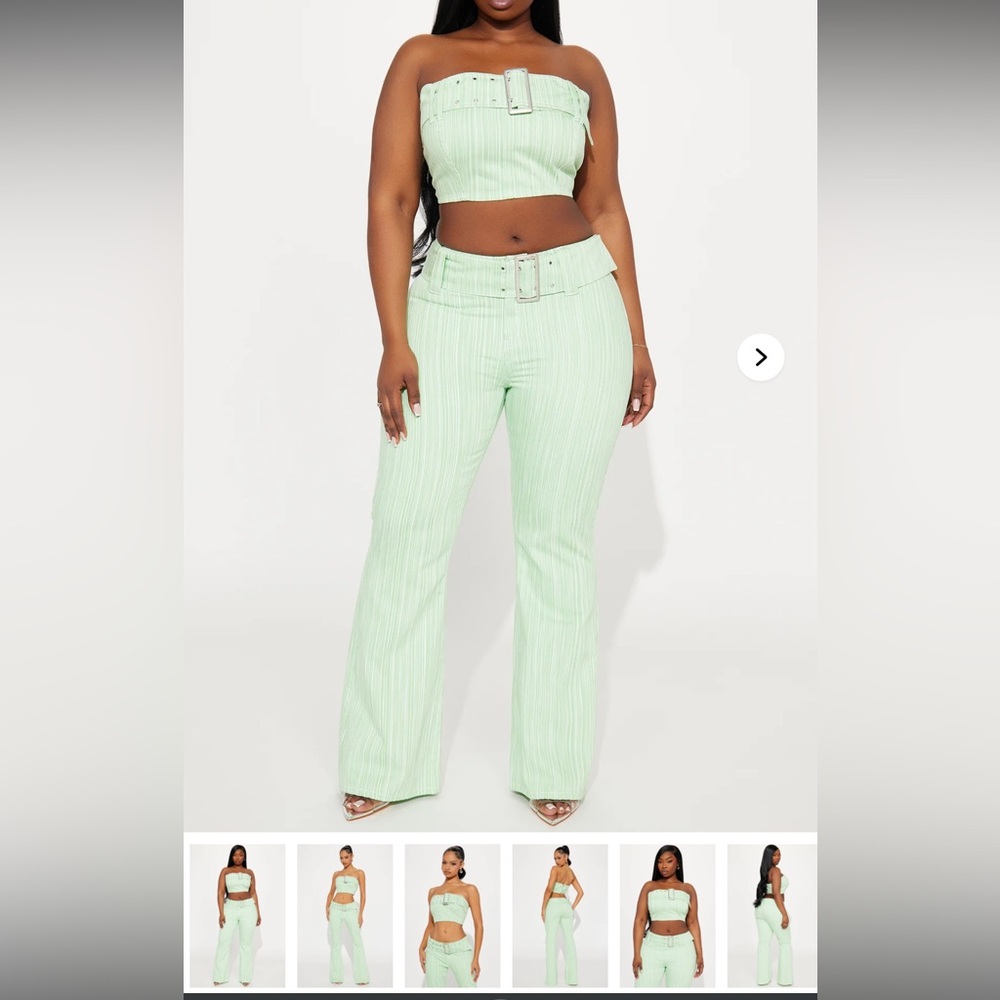 Mint Green Strapless Top and Pants Set